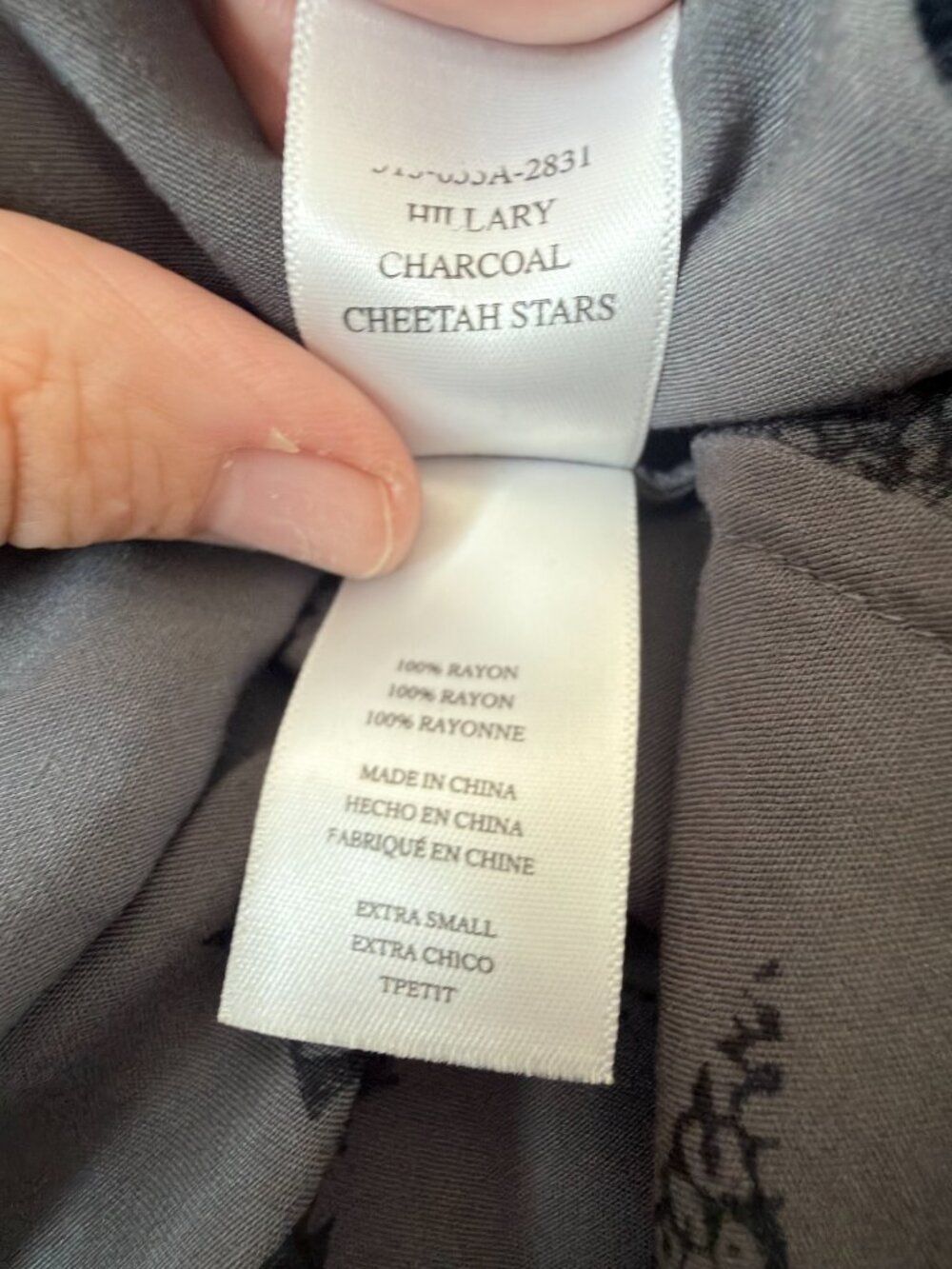 rails hillary charcoal cheetah star print wrap blouse xs high low hem - Picture 6 of 10